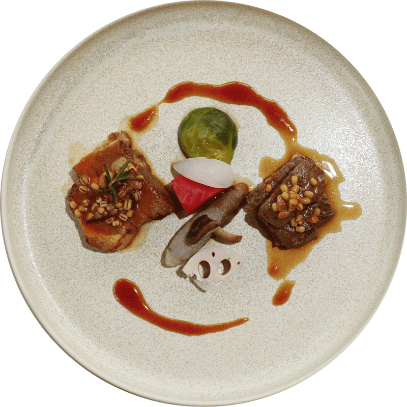 オーストラリア産牛ロース、豚肩ロース低温ロースト 温野菜を盛り合わせて