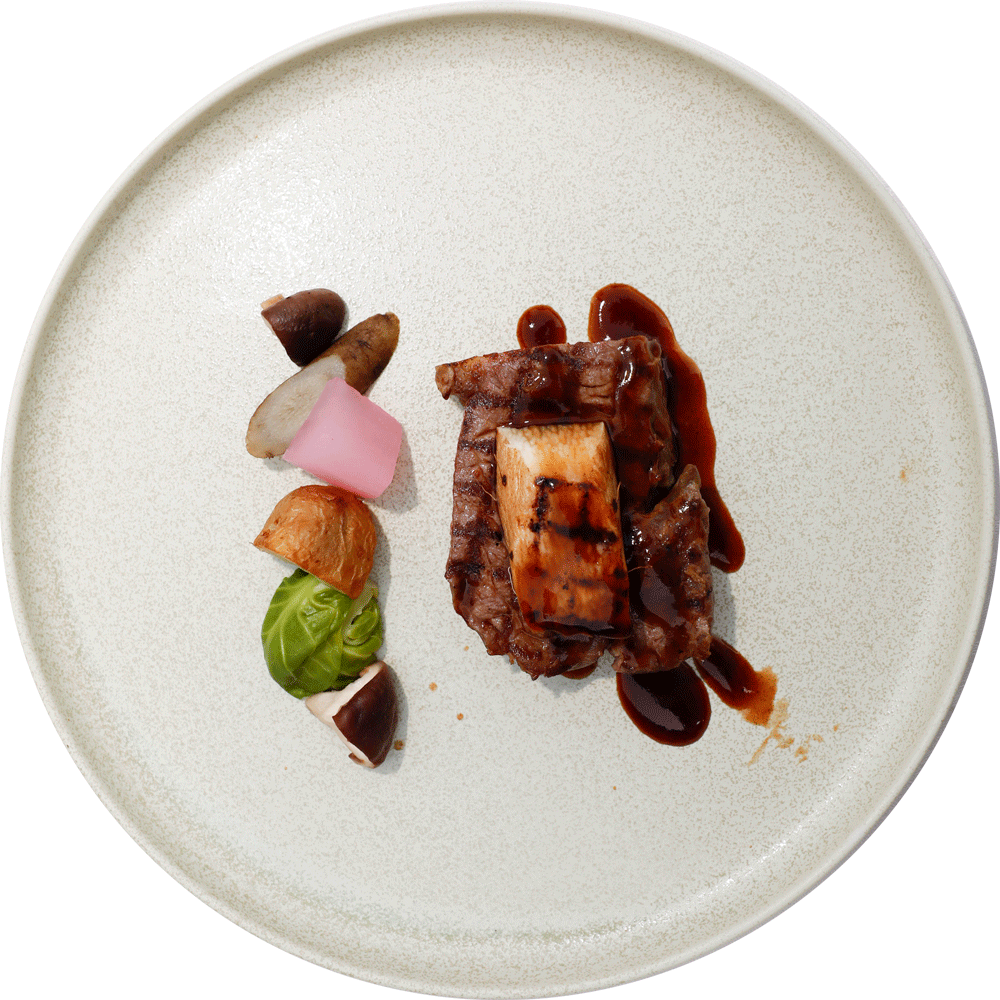 オーストラリア産牛ロースと長芋のグリエ　赤ワインテリヤキソース（+660円で国産牛に変更できます）